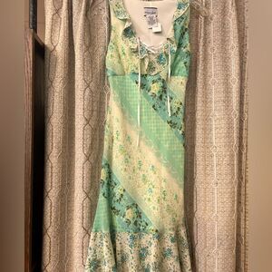 Breakin Love ladies 5/6 cream green blue flower sun dress